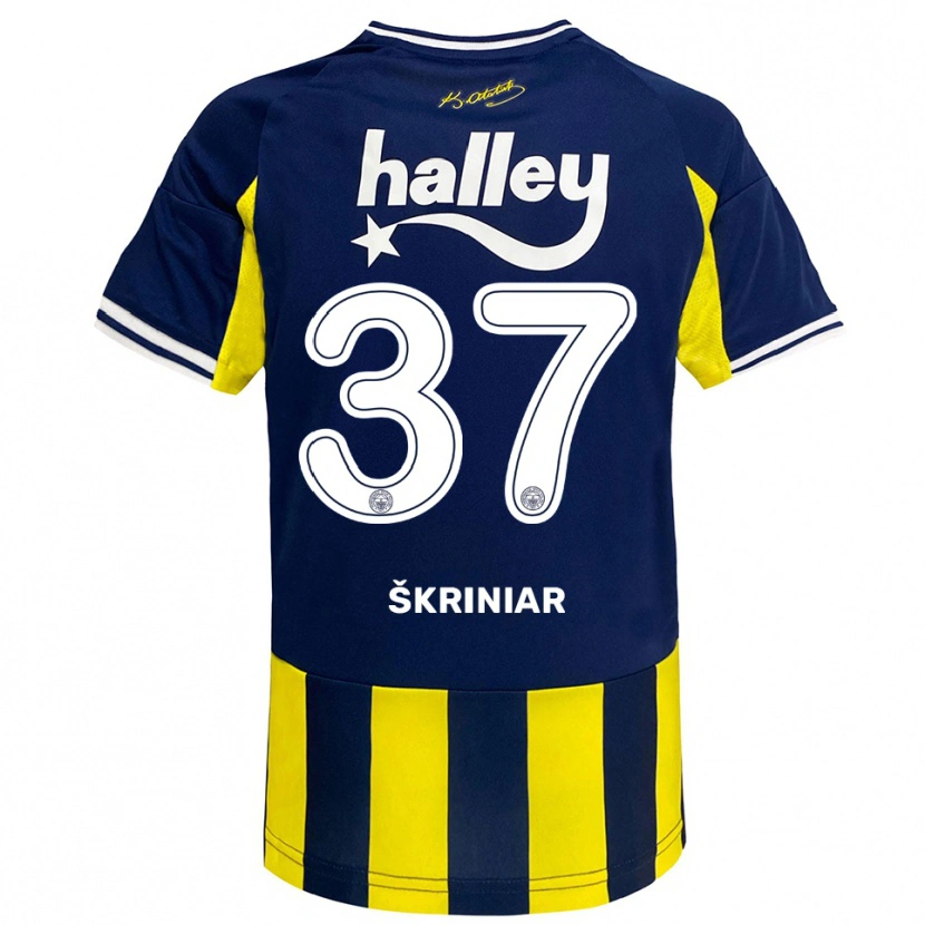 Danxen Homem Camisola Milan Škriniar #37 Amarelo Marinho Branco Principal 2025/26 Camisa