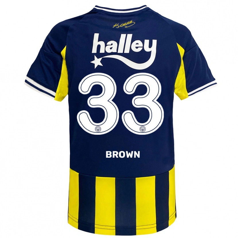Danxen Homem Camisola Archie Brown #33 Amarelo Marinho Branco Principal 2025/26 Camisa