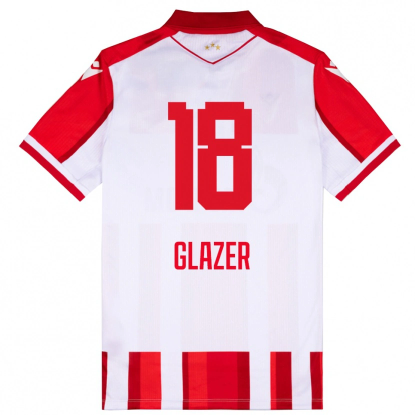 Danxen Homem Camisola Omri Glazer #18 Vermelho Branco Principal 2025/26 Camisa