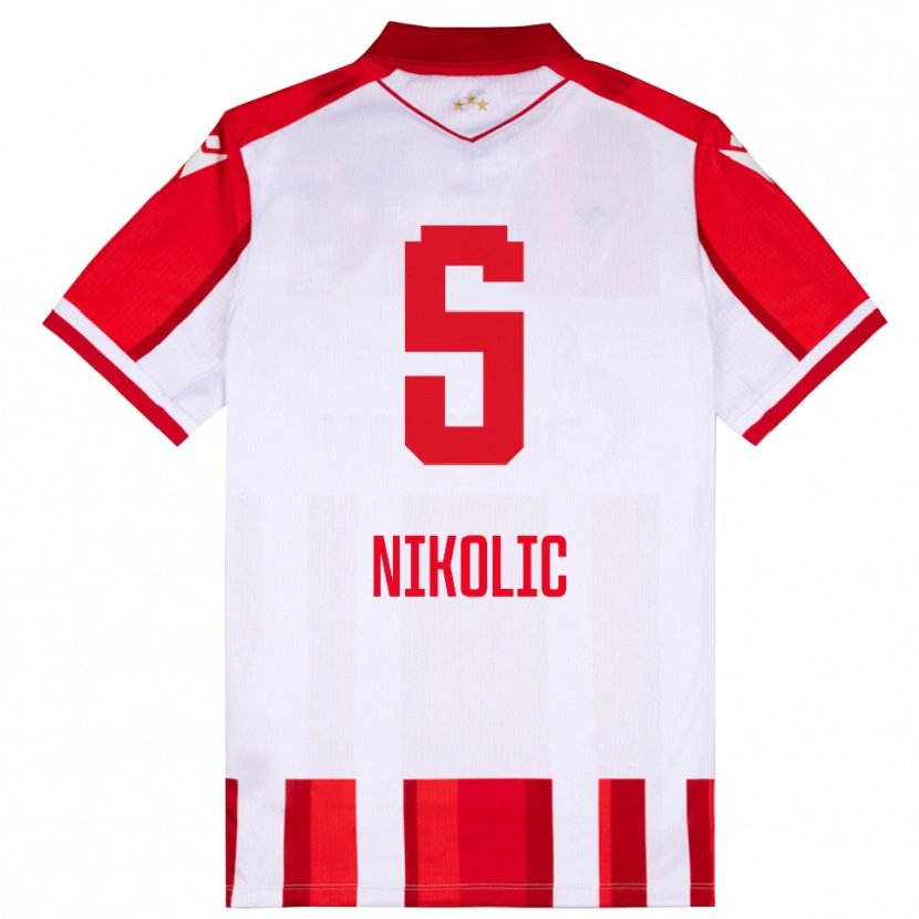 Danxen Homem Camisola Lazar Nikolic #5 Vermelho Branco Principal 2025/26 Camisa
