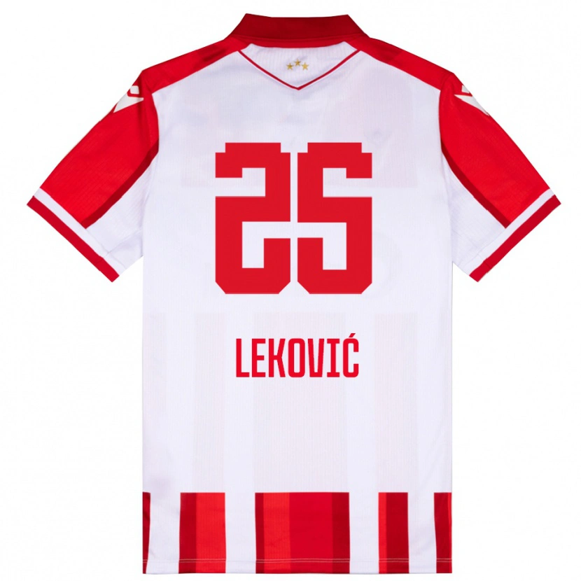 Danxen Homem Camisola Stefan Leković #25 Vermelho Branco Principal 2025/26 Camisa