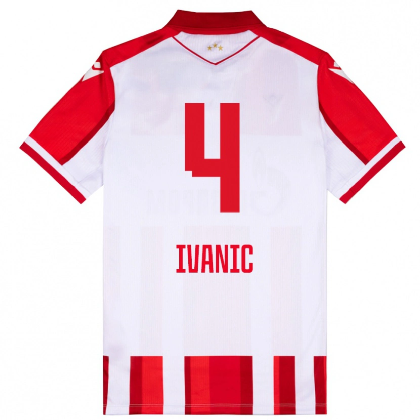Danxen Homem Camisola Mirko Ivanic #4 Vermelho Branco Principal 2025/26 Camisa
