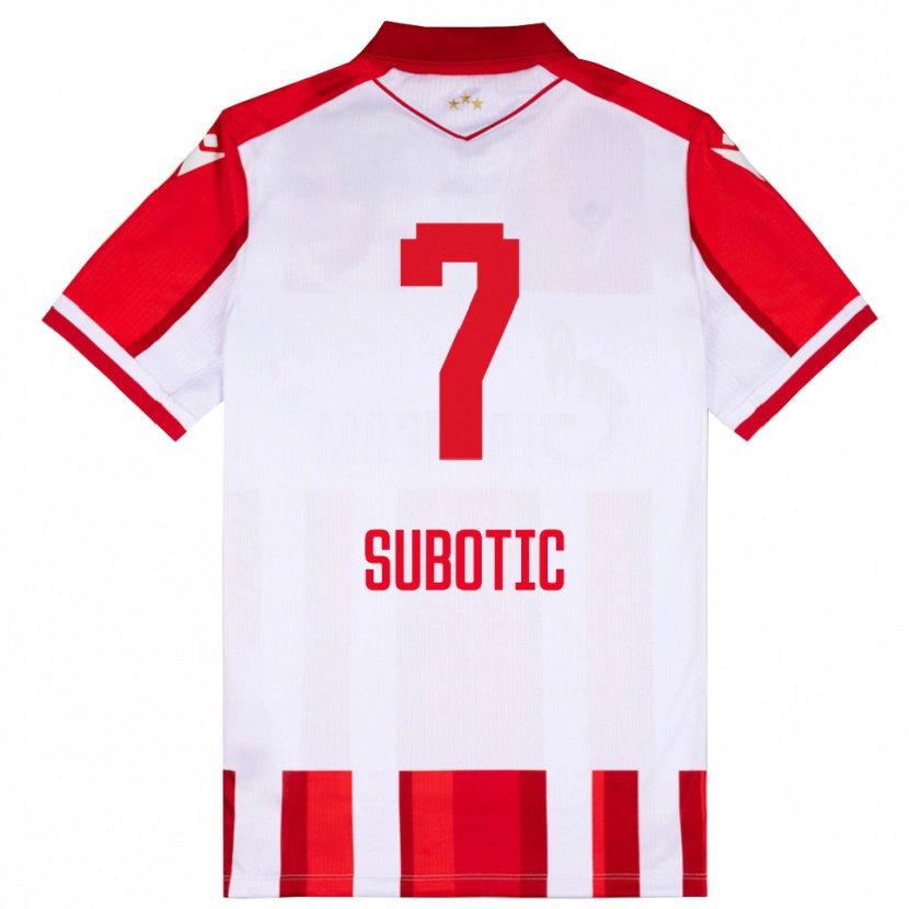 Danxen Homem Camisola Vasilije Subotic #7 Vermelho Branco Principal 2025/26 Camisa