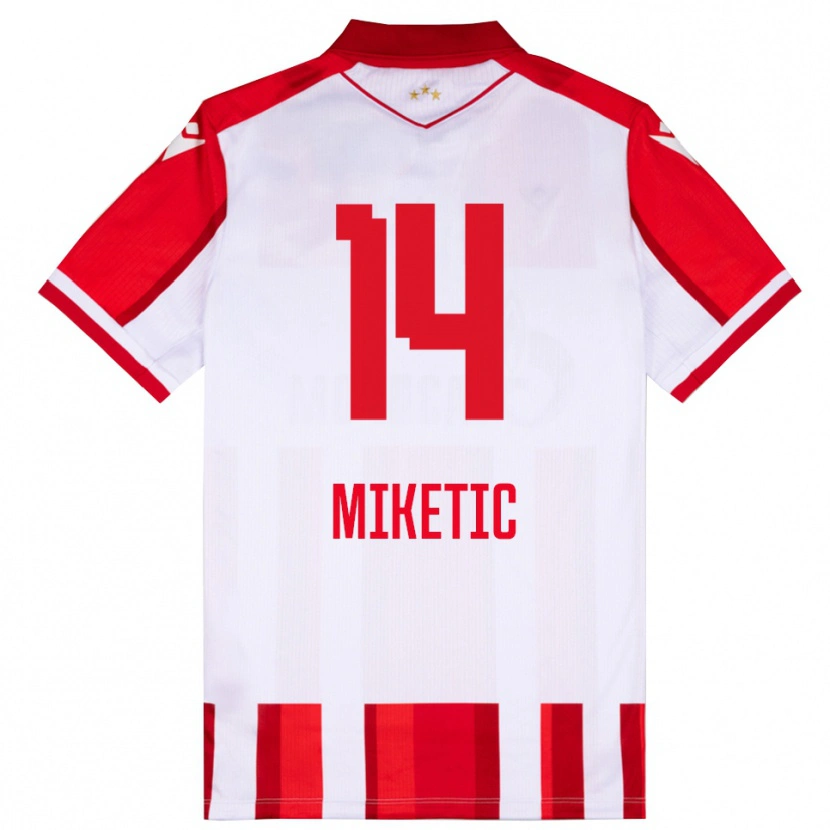 Danxen Homem Camisola Aleksandar Miketic #14 Vermelho Branco Principal 2025/26 Camisa