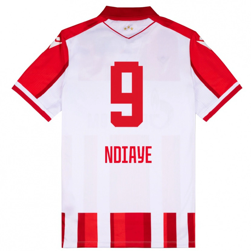 Danxen Homem Camisola Cherif Ndiaye #9 Vermelho Branco Principal 2025/26 Camisa