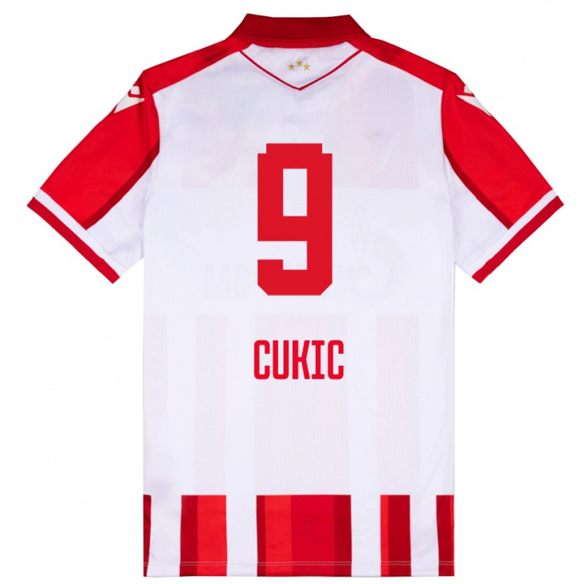 Danxen Homem Camisola Vesko Cukic #9 Vermelho Branco Principal 2025/26 Camisa
