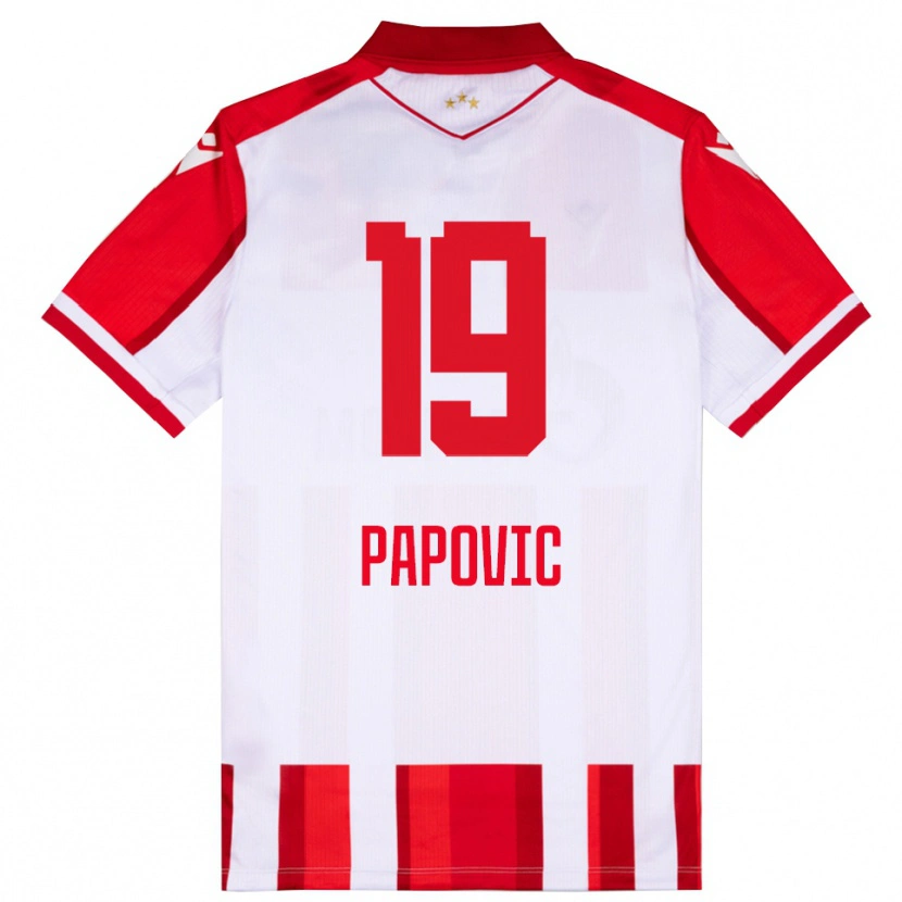 Danxen Homem Camisola Balsa Papovic #19 Vermelho Branco Principal 2025/26 Camisa
