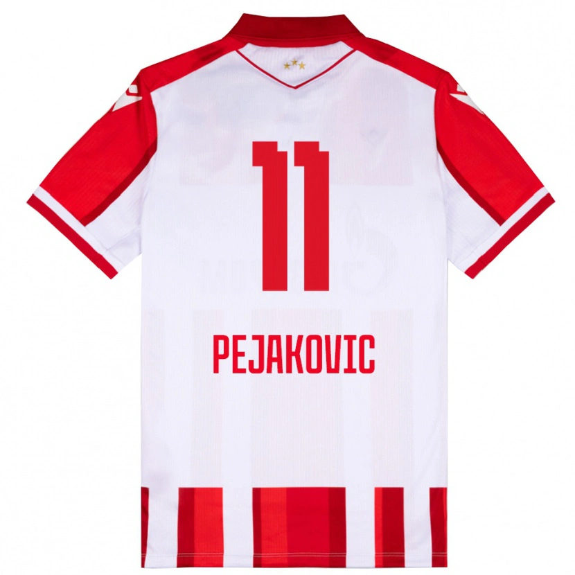 Danxen Homem Camisola Andrija Pejakovic #11 Vermelho Branco Principal 2025/26 Camisa