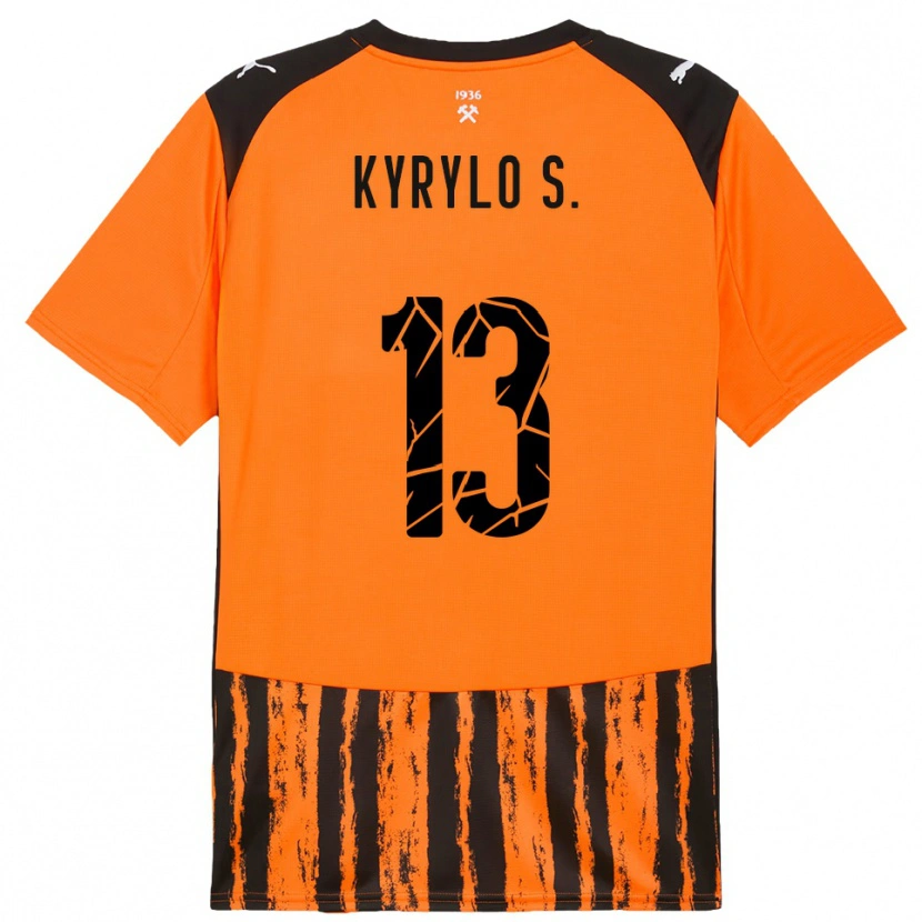Danxen Homem Camisola Kyrylo Savchenko #13 Laranja Preto Principal 2025/26 Camisa