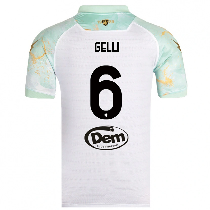 Danxen Homem Camisola Jacopo Gelli #6 Branco Preto Alternativa 2025/26 Camisa