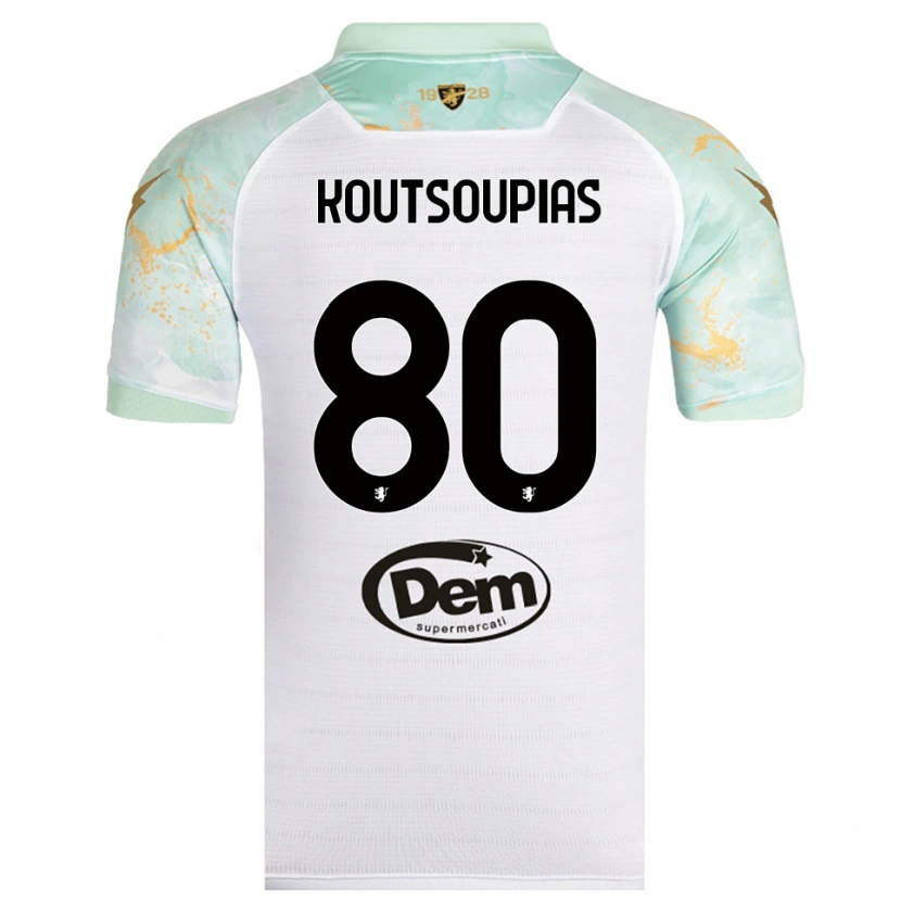 Danxen Homem Camisola Ilias Koutsoupias #80 Branco Preto Alternativa 2025/26 Camisa