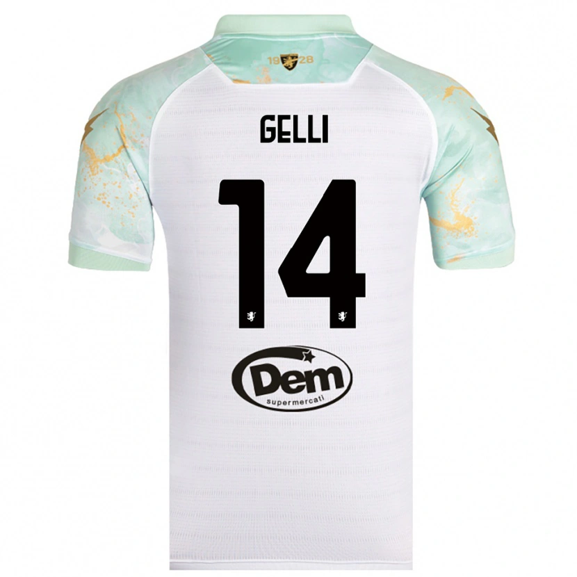 Danxen Homem Camisola Francesco Gelli #14 Branco Preto Alternativa 2025/26 Camisa