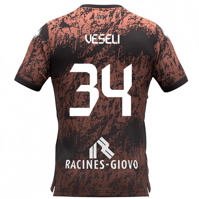 Danxen Homem Camisola Frédéric Veseli #34 Marrom Preto Alternativa 2025/26 Camisa