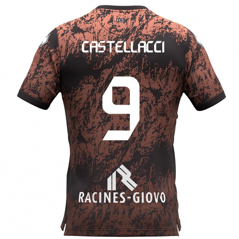 Danxen Homem Camisola Marco Castellacci #9 Marrom Preto Alternativa 2025/26 Camisa