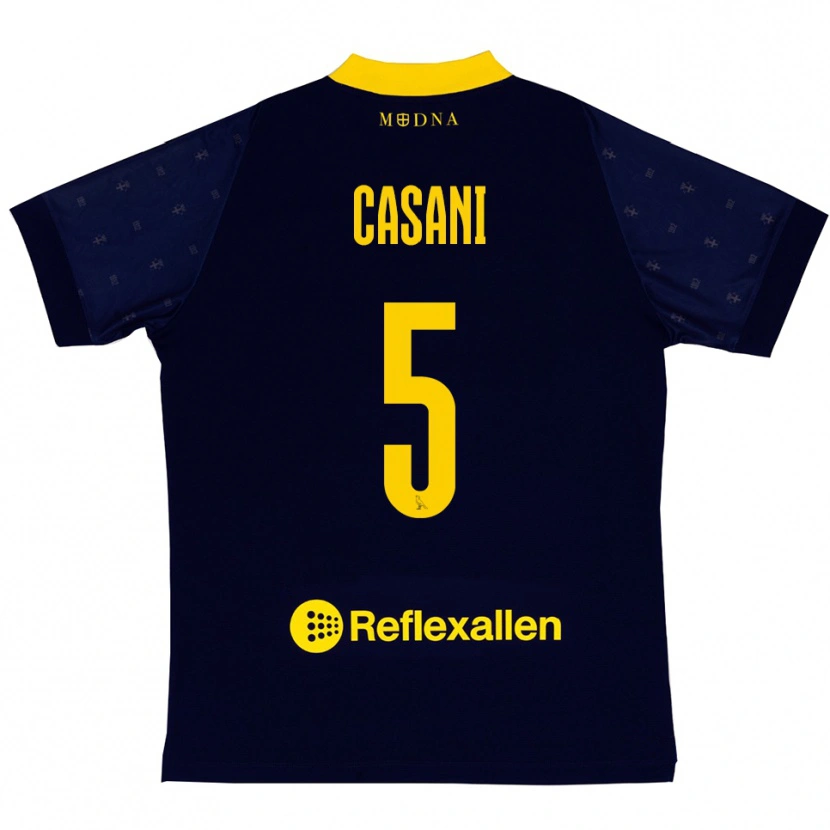 Danxen Homem Camisola Iacopo Casani #5 Marinho Amarelo Alternativa 2025/26 Camisa