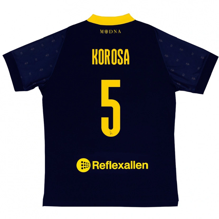 Danxen Homem Camisola Anej Koroša #5 Marinho Amarelo Alternativa 2025/26 Camisa