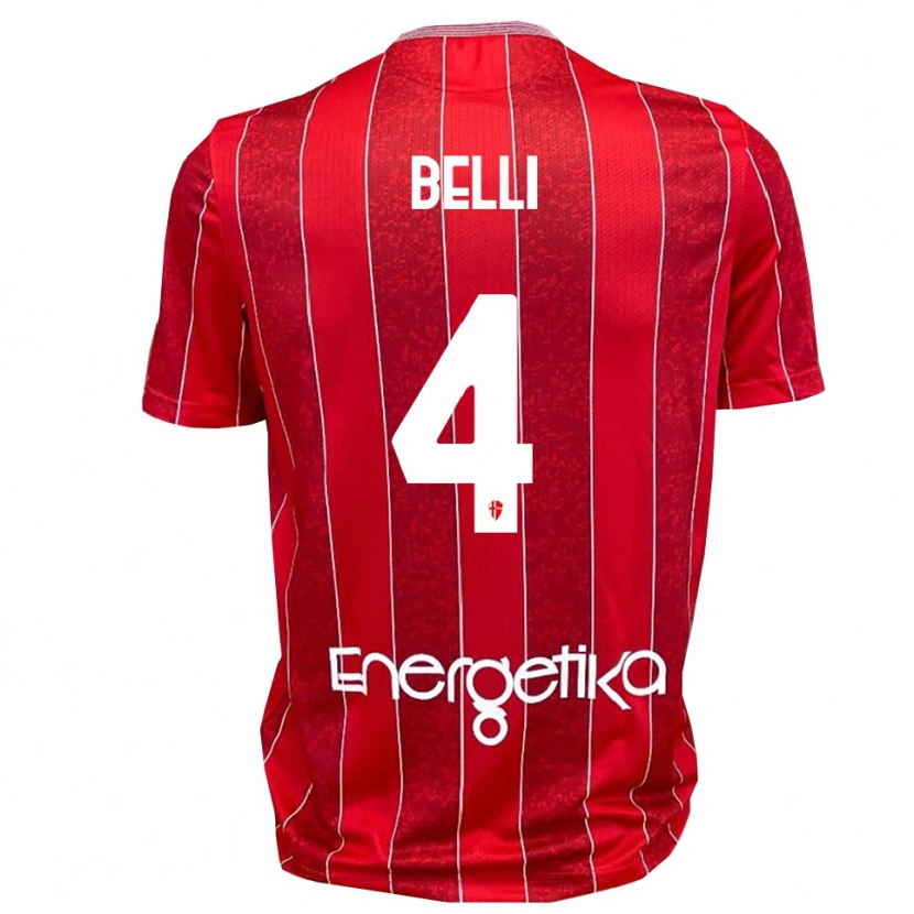 Danxen Homem Camisola Francesco Belli #4 Vermelho Branco Alternativa 2025/26 Camisa