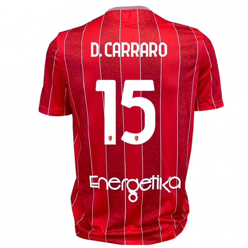 Danxen Homem Camisola Davide Carraro #15 Vermelho Branco Alternativa 2025/26 Camisa