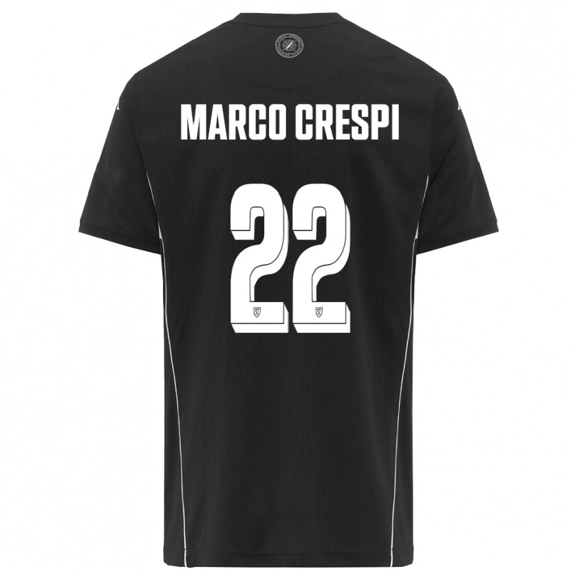 Danxen Homem Camisola Gian Marco Crespi #22 Preto Branco Alternativa 2025/26 Camisa