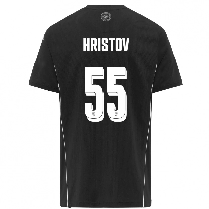 Danxen Homem Camisola Petko Hristov #55 Preto Branco Alternativa 2025/26 Camisa