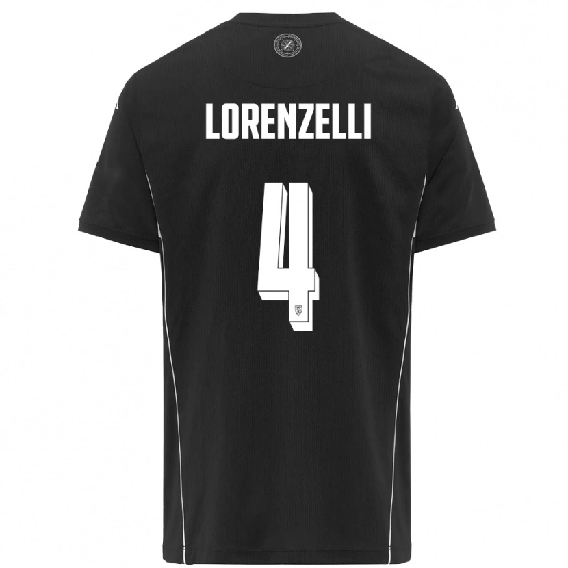 Danxen Homem Camisola Emanuele Lorenzelli #4 Preto Branco Alternativa 2025/26 Camisa