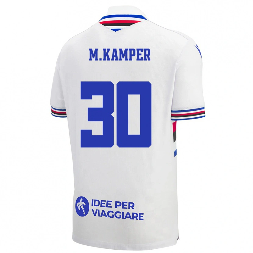 Danxen Homem Camisola Maia Leona Kamper Rodrigues #30 Branco Azul Vermelho Alternativa 2025/26 Camisa