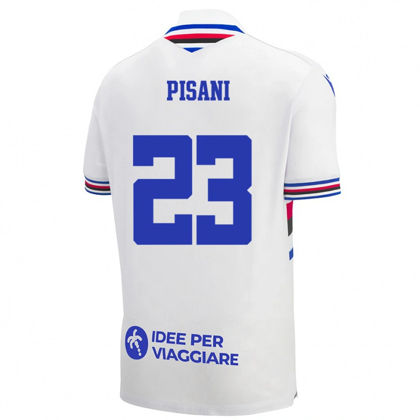 Danxen Homem Camisola Elena Pisani #23 Branco Azul Vermelho Alternativa 2025/26 Camisa