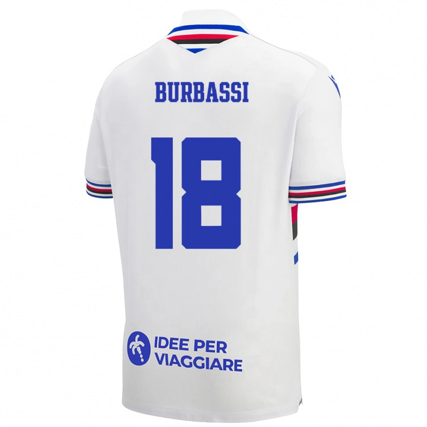 Danxen Homem Camisola Giada Burbassi #18 Branco Azul Vermelho Alternativa 2025/26 Camisa