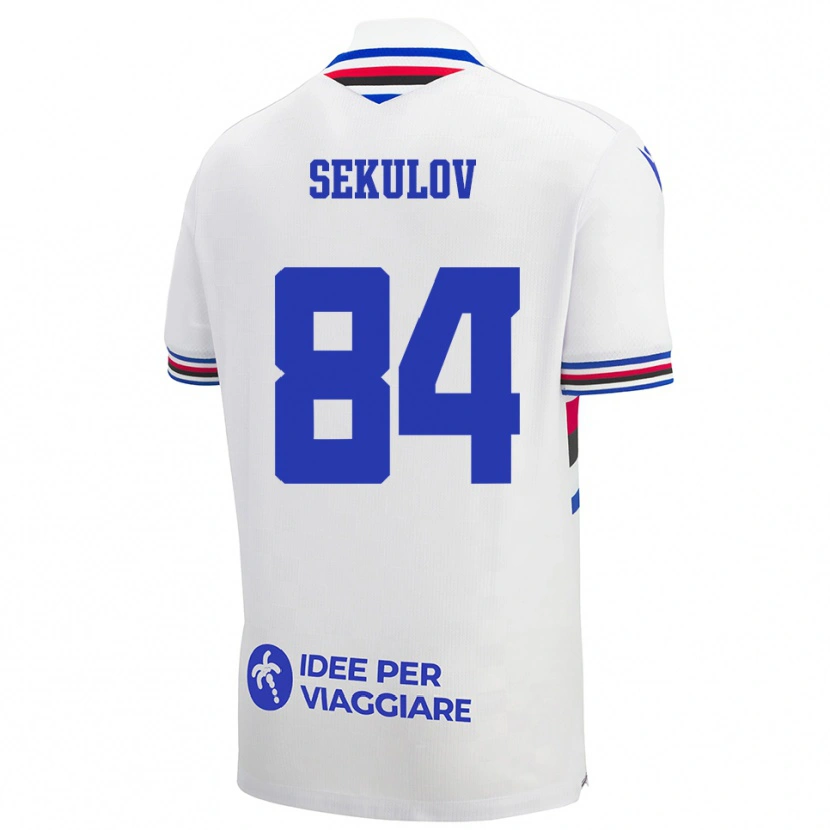 Danxen Homem Camisola Nikola Sekulov #84 Branco Azul Vermelho Alternativa 2025/26 Camisa