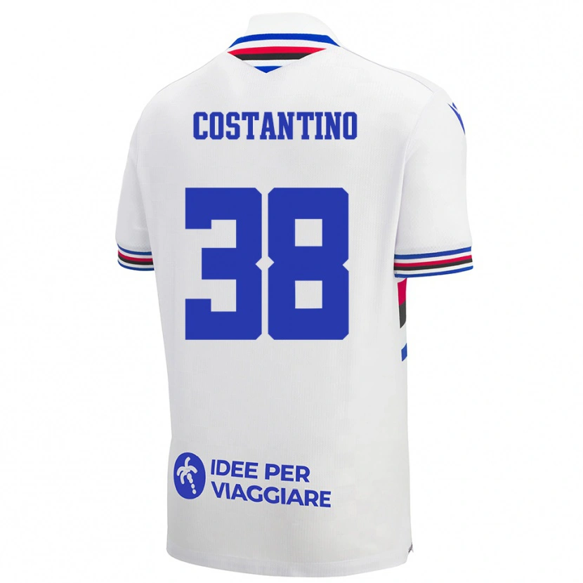 Danxen Homem Camisola Lorenzo Costantino #38 Branco Azul Vermelho Alternativa 2025/26 Camisa