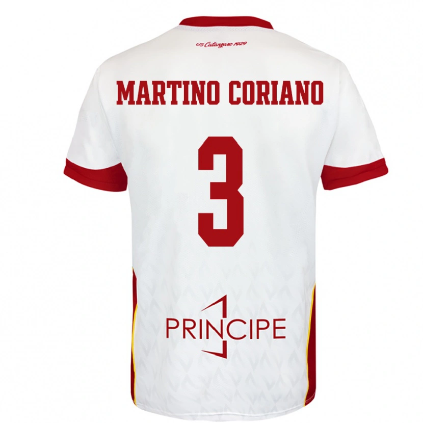 Danxen Homem Camisola Matteo Martino Coriano #3 Branco Vermelho Alternativa 2025/26 Camisa