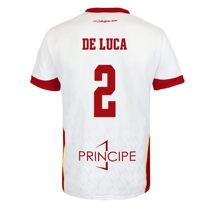 Danxen Homem Camisola Gabriele De Luca #2 Branco Vermelho Alternativa 2025/26 Camisa