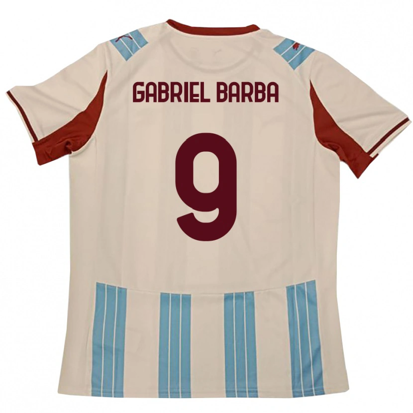 Danxen Homem Camisola Luigi Gabriel Barba #9 Azul Celeste Branco Alternativa 2025/26 Camisa