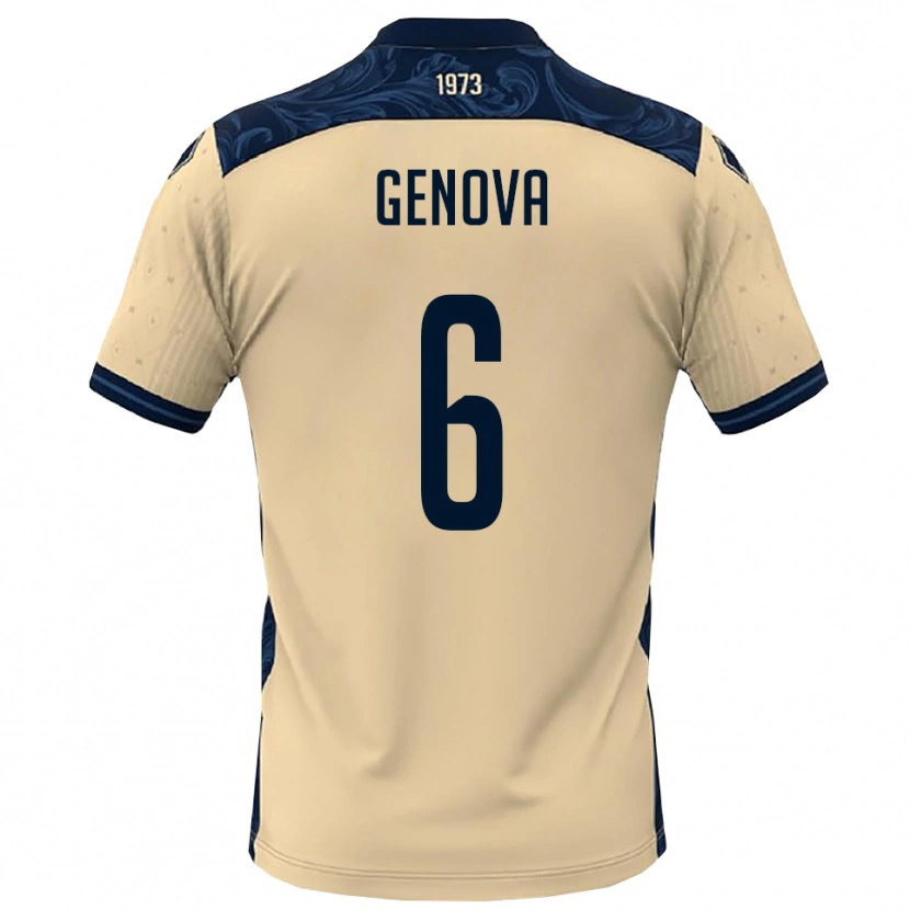 Danxen Homem Camisola Alessio Genova #6 Branco Marinho Alternativa 2025/26 Camisa