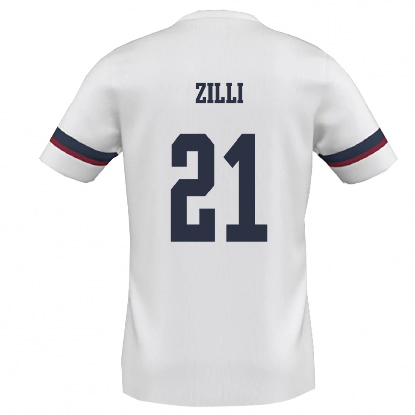 Danxen Homem Camisola Massimo Zilli #21 Branco Vermelho Alternativa 2025/26 Camisa
