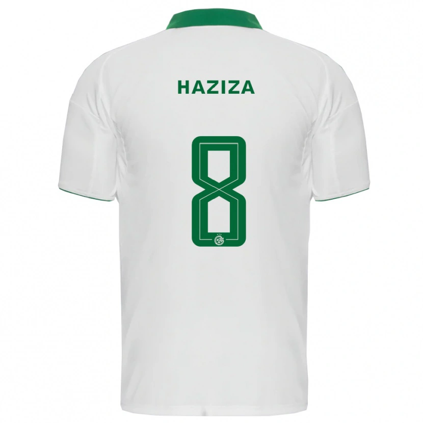 Danxen Homem Camisola Dolev Haziza #8 Branco Verde Alternativa 2025/26 Camisa