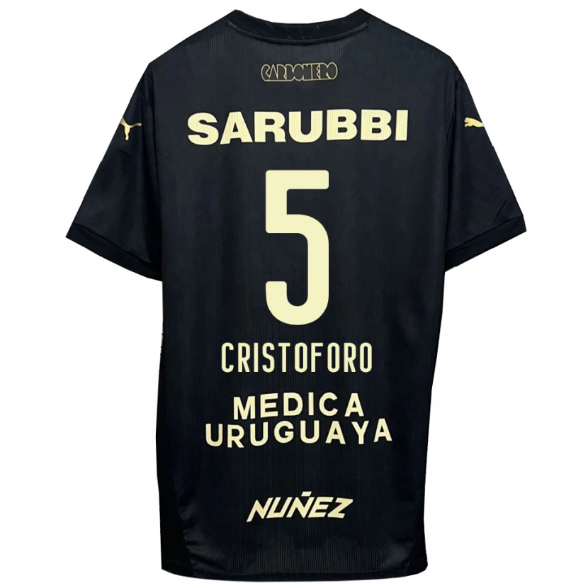 Danxen Homem Camisola Sebastián Cristóforo #5 Preto Dourado Alternativa 2025/26 Camisa