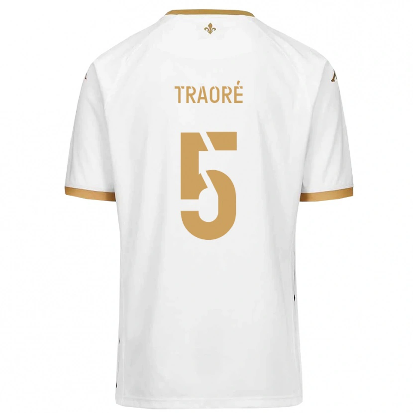 Danxen Homem Camisola Franck Traoré #5 Branco Dourado Alternativa 2025/26 Camisa