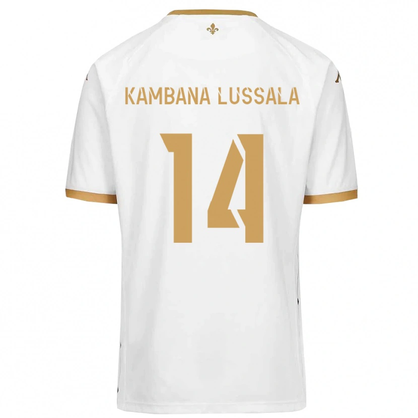 Danxen Homem Camisola Francisco Kambana Lussala #14 Branco Dourado Alternativa 2025/26 Camisa