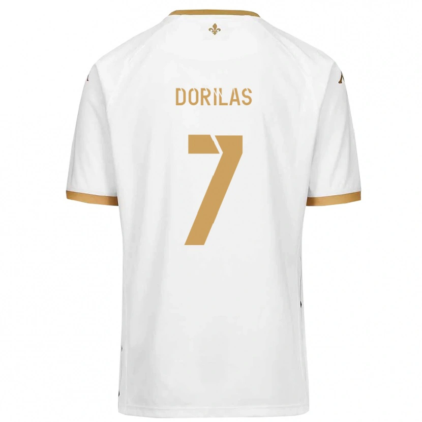Danxen Homem Camisola Johan Dorilas #7 Branco Dourado Alternativa 2025/26 Camisa