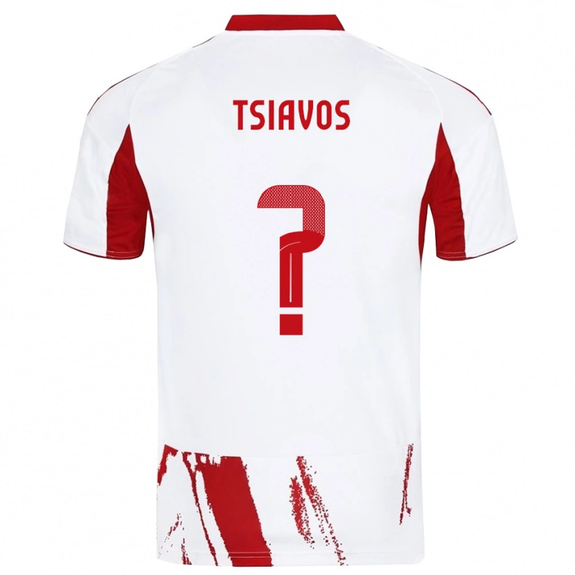 Danxen Homem Camisola Stavros Tsiavos #0 Branco Vermelho Alternativa 2025/26 Camisa