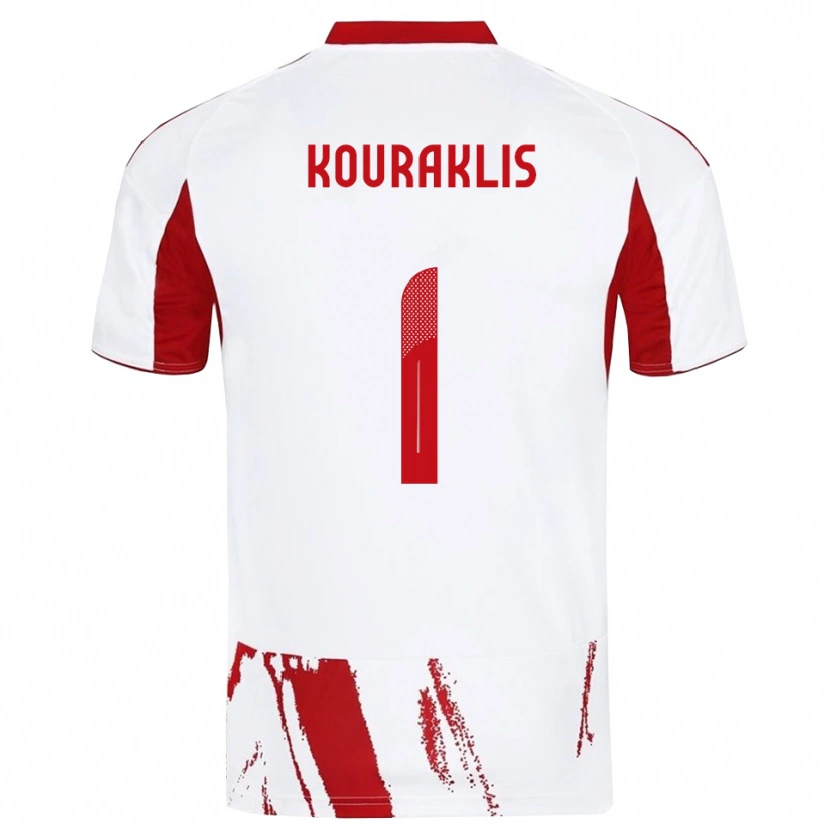 Danxen Homem Camisola Georgios Kouraklis #1 Branco Vermelho Alternativa 2025/26 Camisa