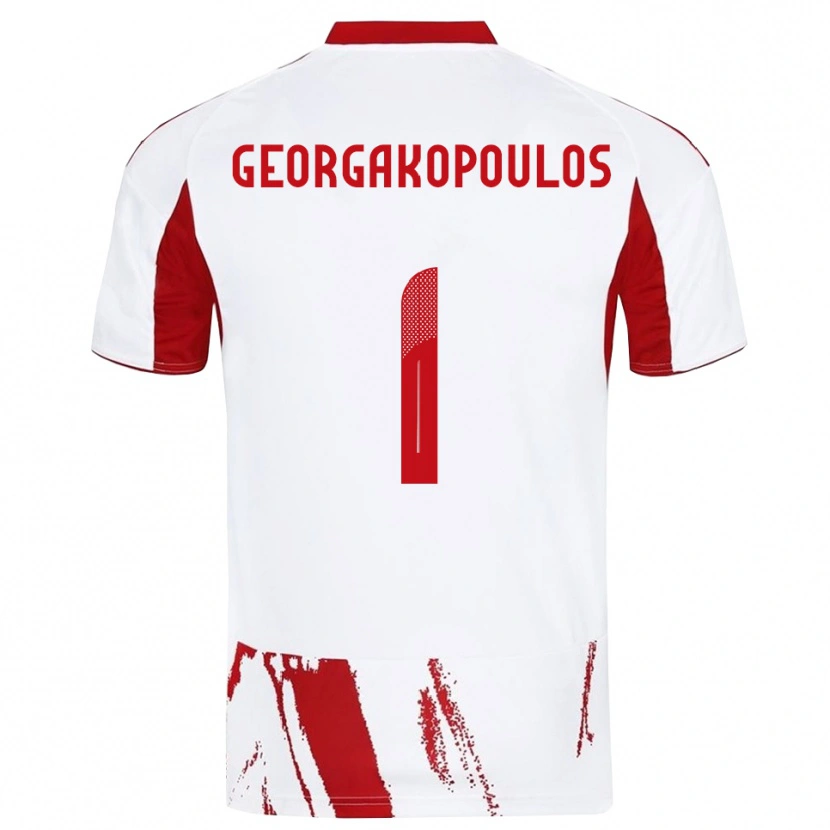 Danxen Homem Camisola Iason Georgakopoulos #1 Branco Vermelho Alternativa 2025/26 Camisa