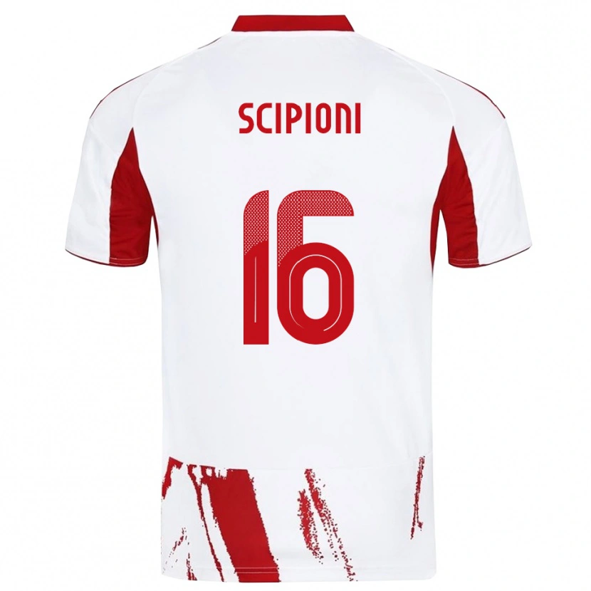 Danxen Homem Camisola Lorenzo Scipioni #16 Branco Vermelho Alternativa 2025/26 Camisa