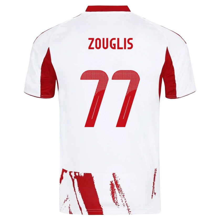 Danxen Homem Camisola Nikolaos Zouglis #77 Branco Vermelho Alternativa 2025/26 Camisa