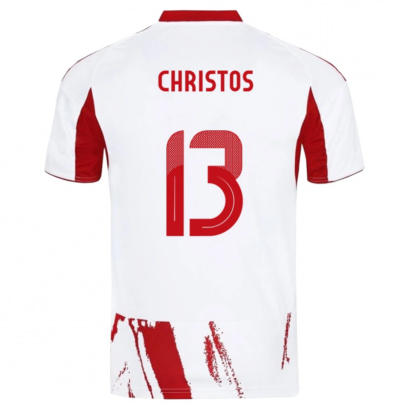 Danxen Homem Camisola Christos Michailidis #13 Branco Vermelho Alternativa 2025/26 Camisa