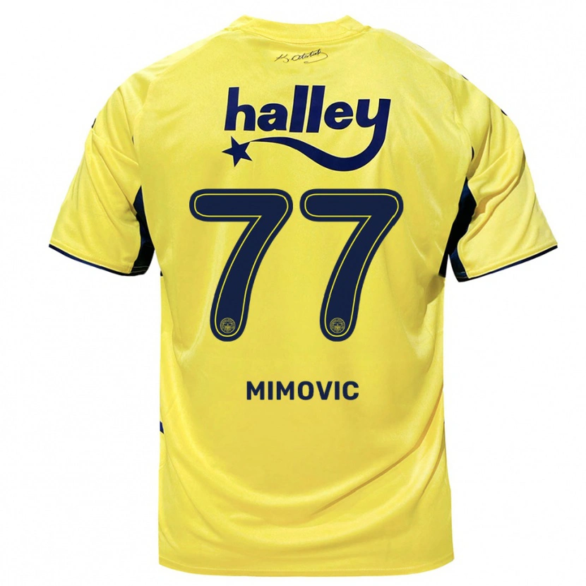 Danxen Homem Camisola Ognjen Mimovic #77 Amarelo Marinho Alternativa 2025/26 Camisa
