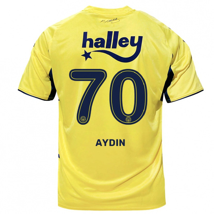 Danxen Homem Camisola Oğuz Aydın #70 Amarelo Marinho Alternativa 2025/26 Camisa