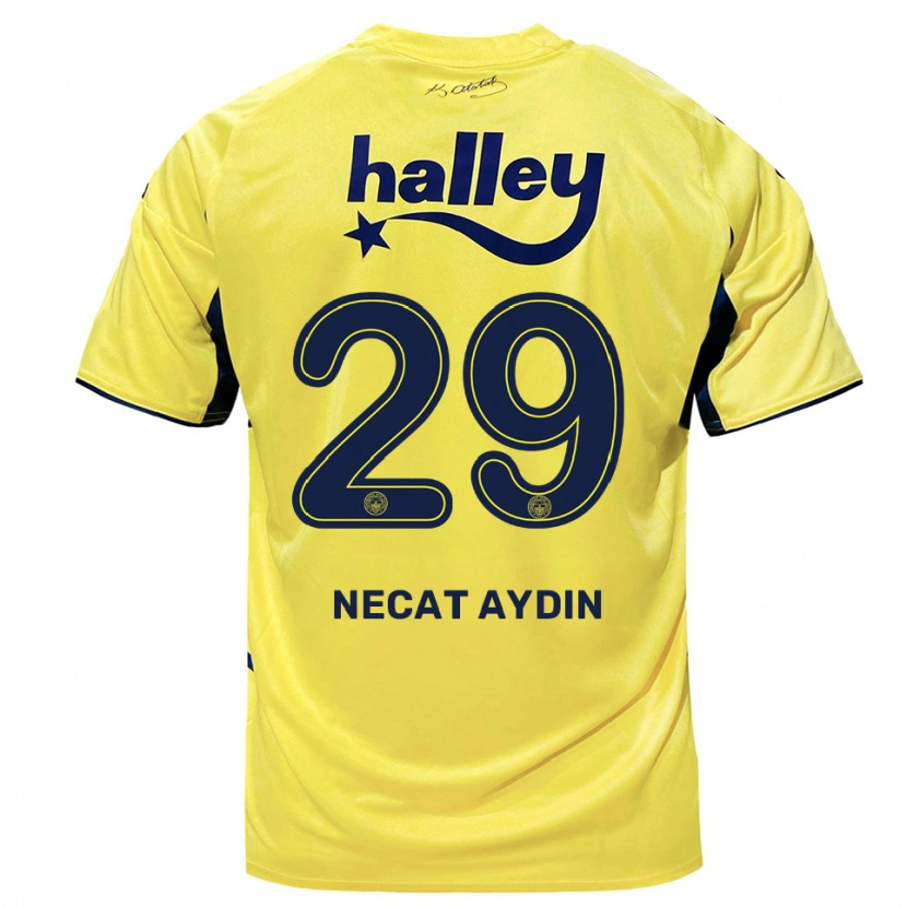 Danxen Homem Camisola Ahmet Necat Aydın #29 Amarelo Marinho Alternativa 2025/26 Camisa