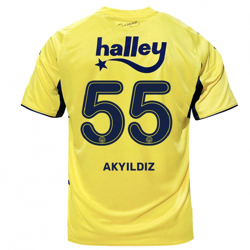 Danxen Homem Camisola Mustafa Akyıldız #55 Amarelo Marinho Alternativa 2025/26 Camisa